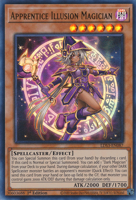 1st Edition, Dark, Effect Monster, Legendary Duelists: Season 3, Spellcaster, Ultra Rare Apprentice Illusion Magician [LDS3-EN087] Ultra Rare - Trading Card World