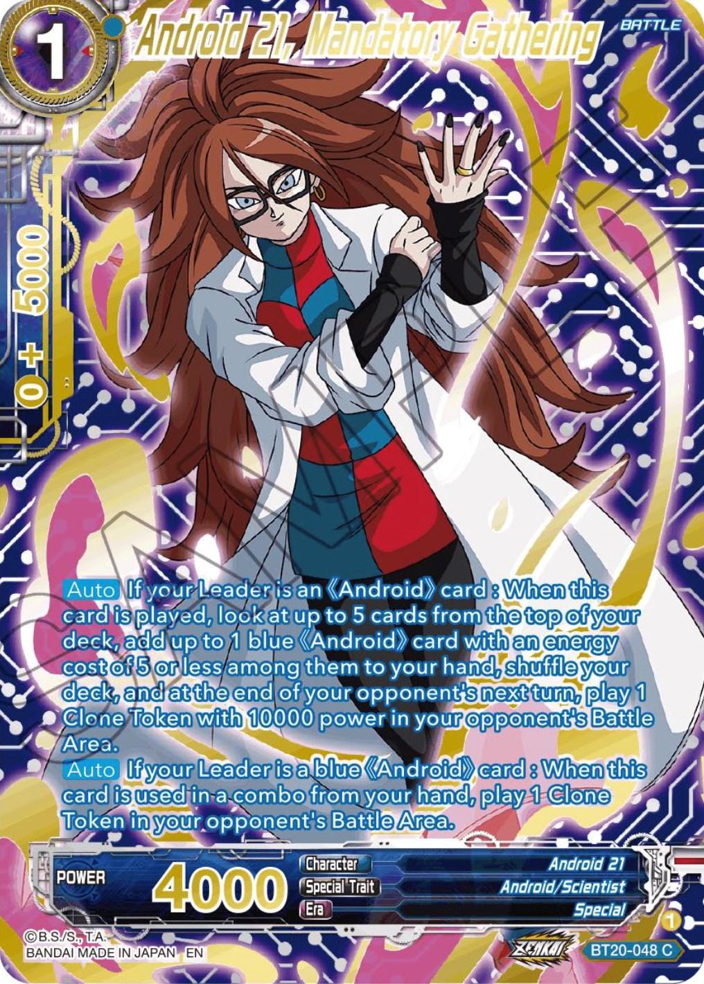 Android 21, Android/Scientist, Battle, Blue, BT20-048, Common, Parallel Foil, Power Absorbed, Special Android 21, Mandatory Gathering (Gold-Stamped) (BT20-048) [Power Absorbed] - Trading Card World