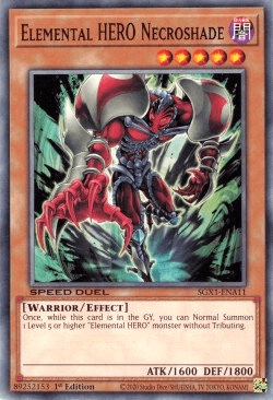 1st Edition, Common, Dark, Effect Monster, Speed Duel GX: Duel Academy Box, Warrior Elemental HERO Necroshade [SGX1-ENA11] Common - Trading Card World