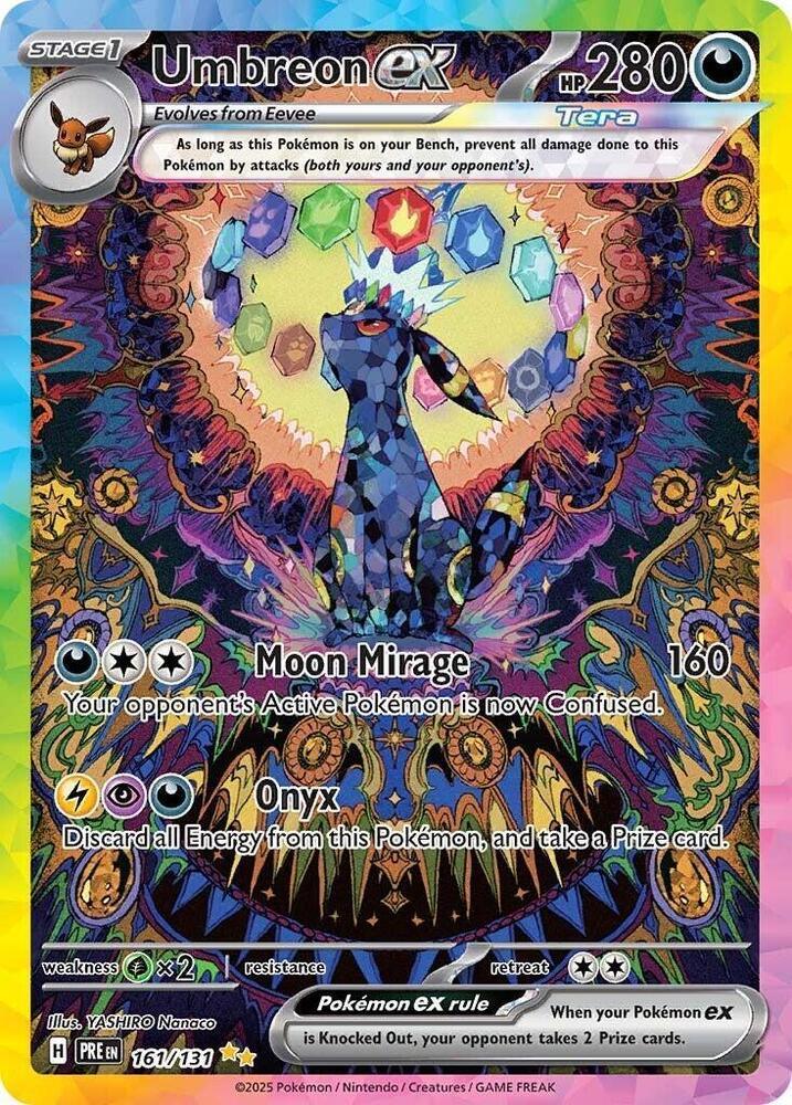 161, Darkness, Grass [x2], Holofoil, Scarlet & Violet: Prismatic Evolutions, Special Illustration Rare Umbreon ex (161/131) [Scarlet & Violet: Prismatic Evolutions] - Trading Card World