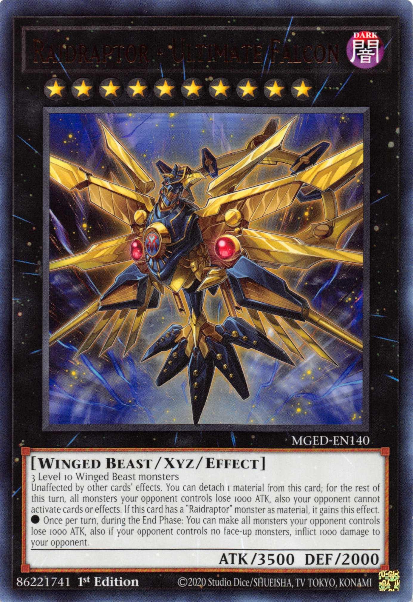 1st Edition, Dark, Maximum Gold: El Dorado, Rare, Winged Beast, Xyz/Effect Monster Raidraptor - Ultimate Falcon [MGED-EN140] Rare - Trading Card World