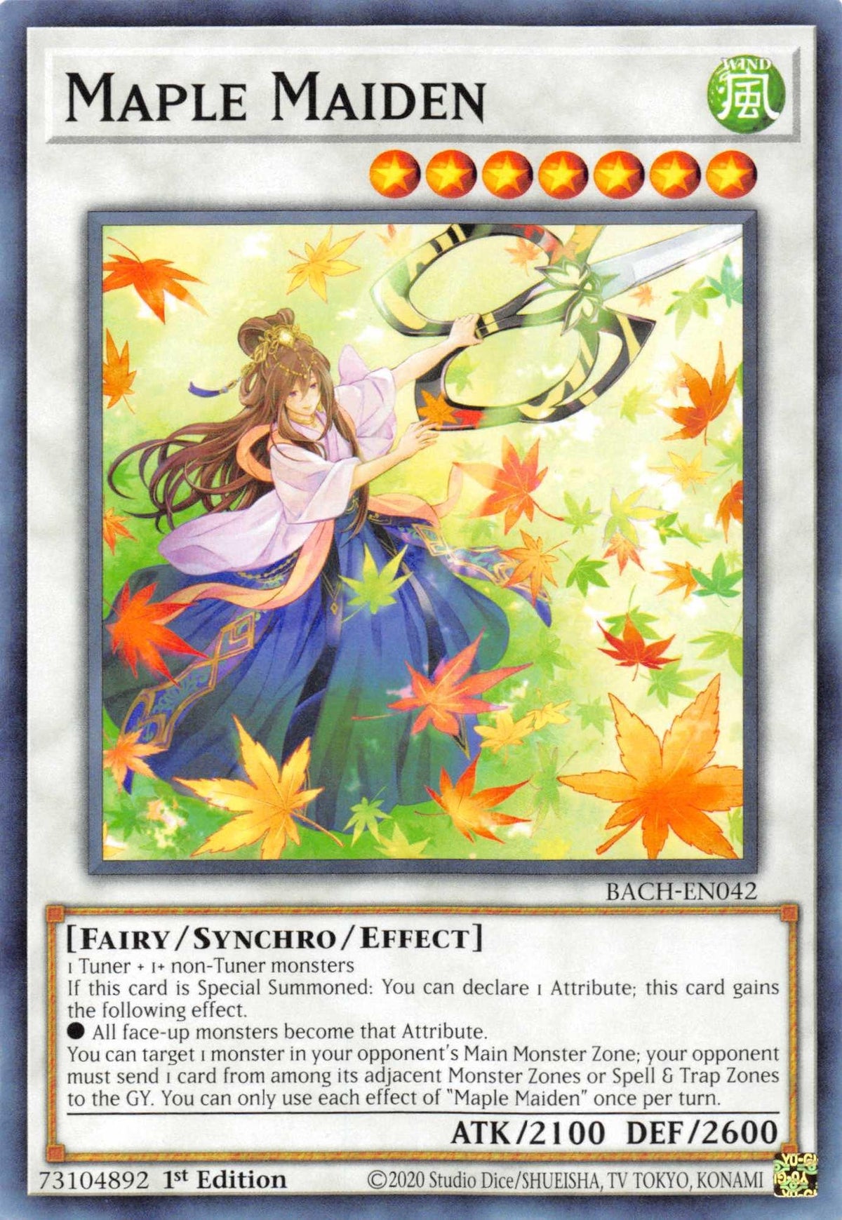 1st Edition, Battle of Chaos, Common, Fairy, Synchro/Effect Monster, Wind Maple Maiden [BACH-EN042] Common - Trading Card World