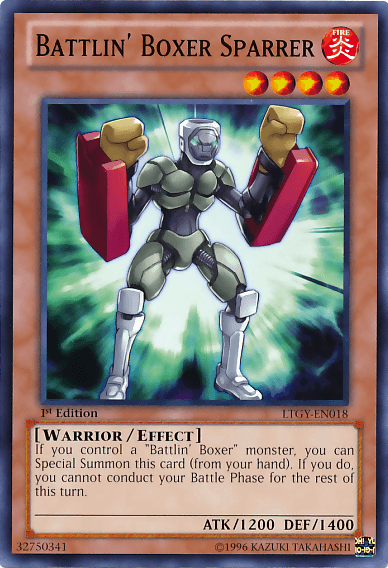 1st Edition, Common, Effect Monster, Fire, Lord of the Tachyon Galaxy, Unlimited, Warrior Battlin' Boxer Sparrer [LTGY-EN018] Common - Trading Card World