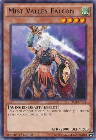 1st Edition, Battle Pack 3: Monster League, Effect Monster, Rare, Wind, Winged Beast Mist Valley Falcon [BP03-EN074] Rare - Trading Card World