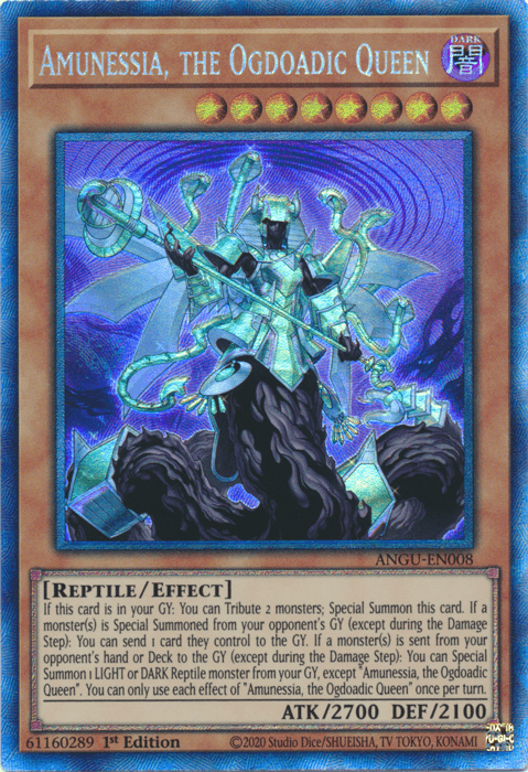1st Edition, Ancient Guardians, Collector's Rare, Dark, Effect Monster, Reptile Amunessia, the Ogdoadic Queen (Collector's Rare) [ANGU-EN008] Collector's Rare - Trading Card World
