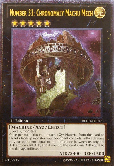 1st Edition, Light, Machine, Return of the Duelist, Ultimate Rare, Unlimited, Xyz/Effect Monster Number 33: Chronomaly Machu Mech [REDU-EN043] Ultimate Rare - Trading Card World