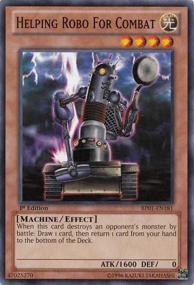 1st Edition, Battle Pack: Epic Dawn, Common, Effect Monster, Light, Machine, Unlimited Helping Robo for Combat [BP01-EN181] Common - Trading Card World