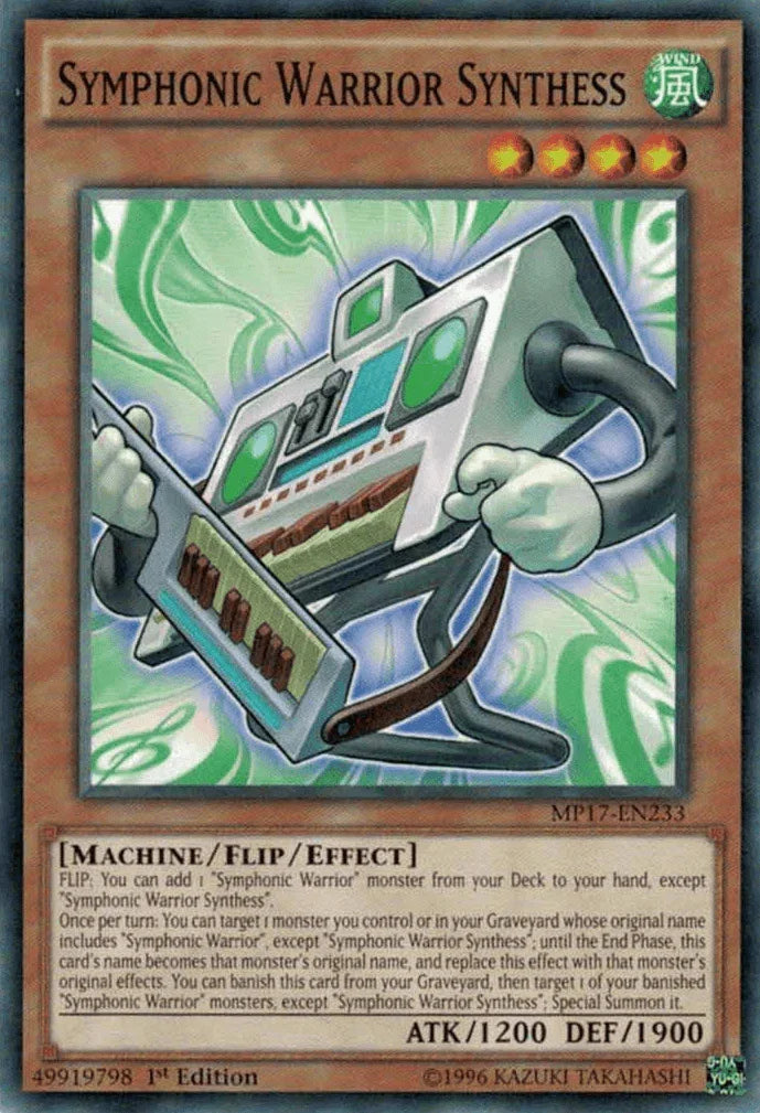 1st Edition, 2017 Mega-Tins Mega Pack, Common, Flip/Effect Monster, Machine, Wind Symphonic Warrior Synthess [MP17-EN233] Common - Trading Card World