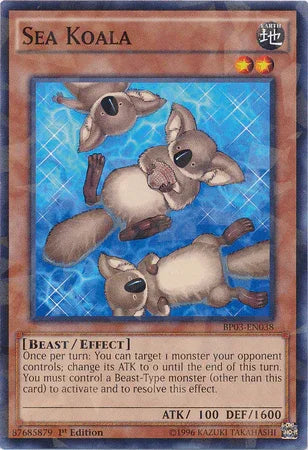 1st Edition, Battle Pack 3: Monster League, Beast, Earth, Effect Monster, Shatterfoil Rare Sea Koala [BP03-EN038] Shatterfoil Rare - Trading Card World