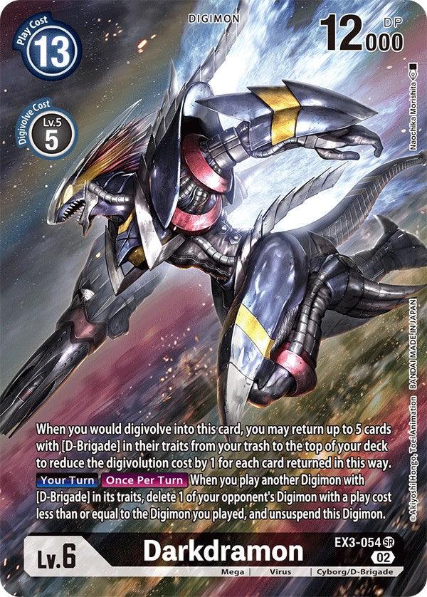 Black, Cyborg/D-Brigade, Digimon, Draconic Roar, EX3-054, Mega, Super Rare, Virus Darkdramon [EX3-054] (Alternate Art) [Draconic Roar] - Trading Card World