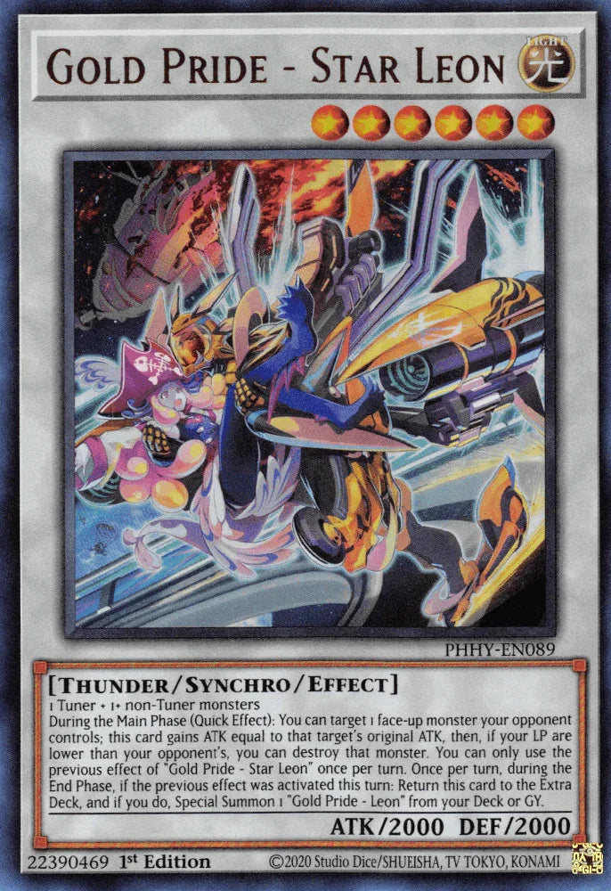 1st Edition, Light, Photon Hypernova, Synchro/Effect Monster, Thunder, Ultra Rare Gold Pride - Star Leon [PHHY-EN089] Ultra Rare - Trading Card World