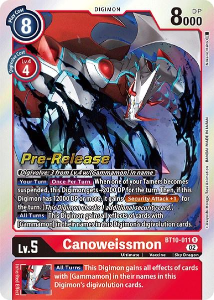 BT10-011, Digimon, Rare, Red, Sky Dragon, Ultimate, Vaccine, Xros Encounter Pre-Release Cards Canoweissmon [BT10-011] [Xros Encounter Pre-Release Cards] - Trading Card World