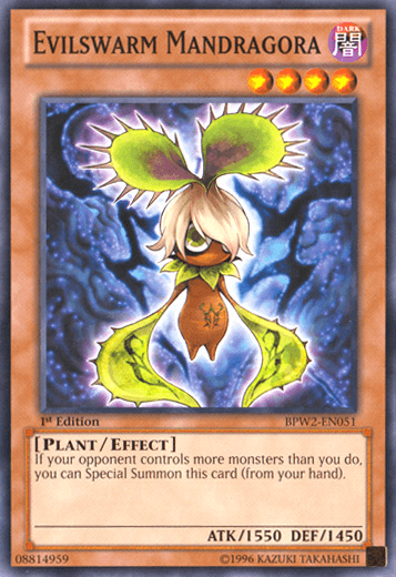 1st Edition, Battle Pack 2: War of the Giants - Round 2, Common, Dark, Effect Monster, Plant Evilswarm Mandragora [BPW2-EN051] Common - Trading Card World