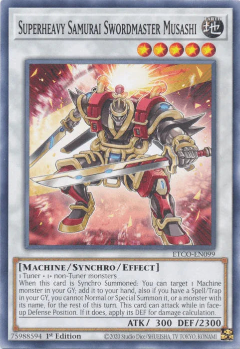 1st Edition, Common, Earth, Eternity Code, Machine, Synchro/Effect Monster Superheavy Samurai Swordmaster Musashi [ETCO-EN099] Common - Trading Card World