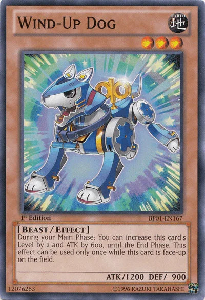 1st Edition, Battle Pack: Epic Dawn, Beast, Common, Earth, Effect Monster, Unlimited Wind-Up Dog [BP01-EN167] Common - Trading Card World