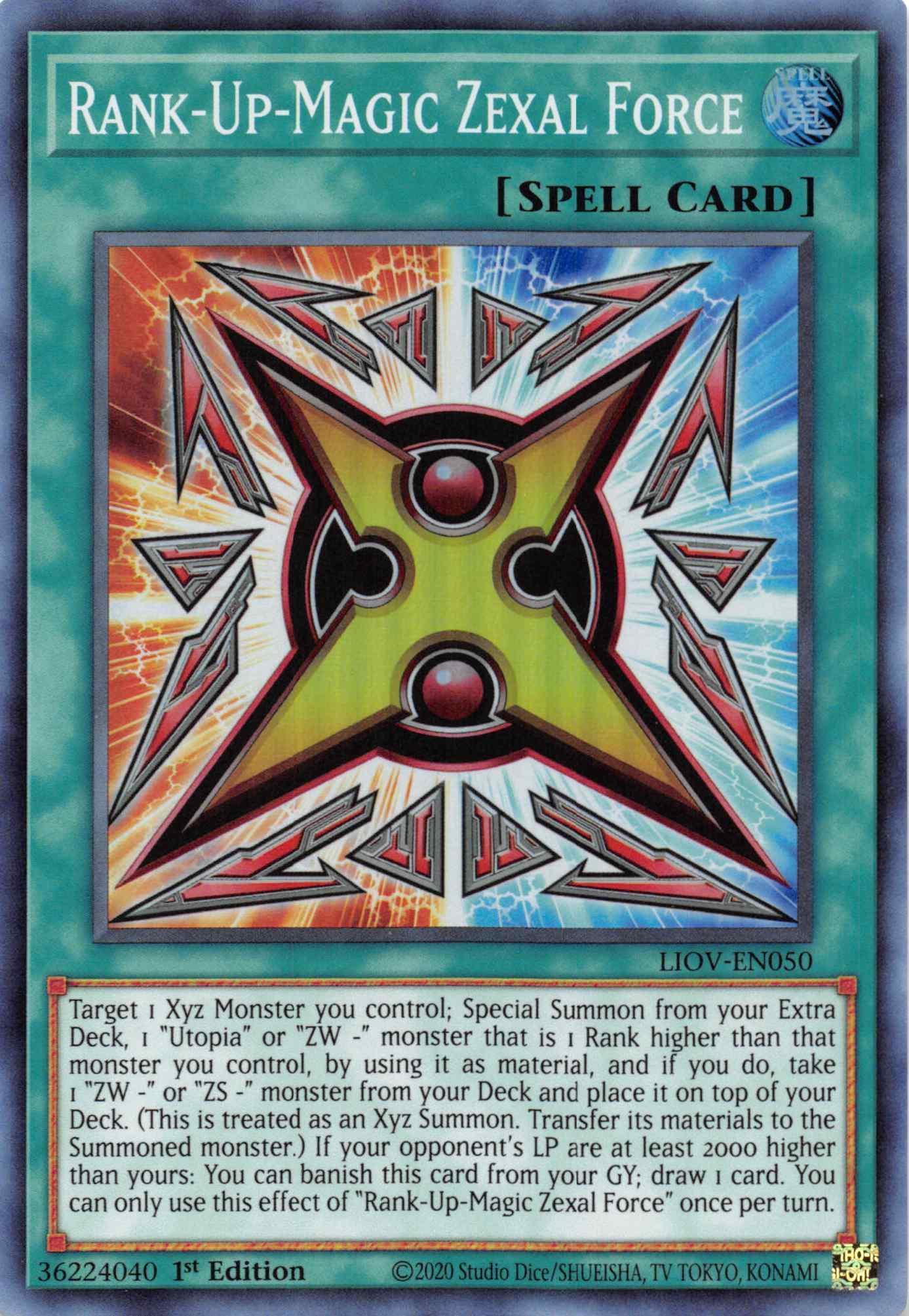 1st Edition, Lightning Overdrive, Normal Spell, Spell, Super Rare Rank-Up-Magic Zexal Force [LIOV-EN050] Super Rare - Trading Card World