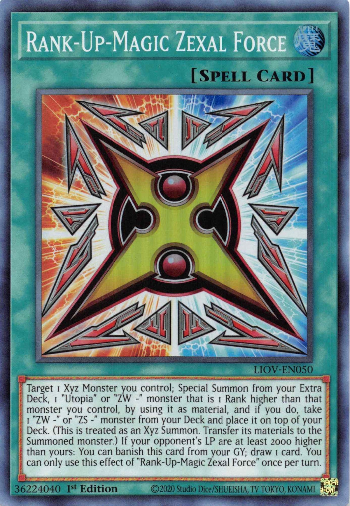 1st Edition, Lightning Overdrive, Normal Spell, Spell, Super Rare Rank-Up-Magic Zexal Force [LIOV-EN050] Super Rare - Trading Card World