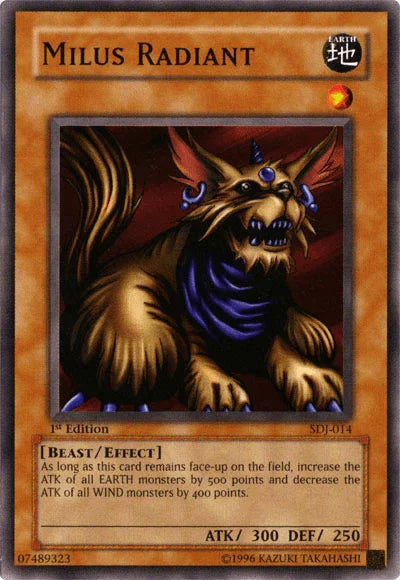 1st Edition, Beast, Common, Earth, Effect Monster, Starter Deck: Joey, Unlimited Milus Radiant [SDJ-014] Common - Trading Card World
