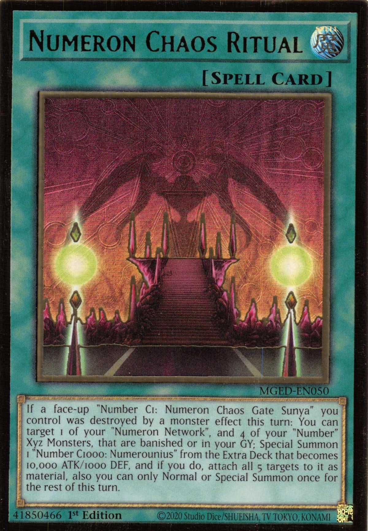 1st Edition, Gold Rare, Maximum Gold: El Dorado, Normal Spell, Spell Numeron Chaos Ritual [MGED-EN050] Gold Rare - Trading Card World