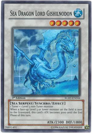 1st Edition, Raging Battle, Sea Serpent, Super Rare, Synchro/Effect Monster, Unlimited, Water Sea Dragon Lord Gishilnodon [RGBT-EN044] Super Rare - Trading Card World
