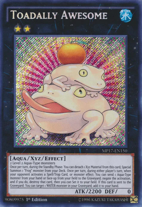 1st Edition, 2017 Mega-Tins Mega Pack, Aqua, Secret Rare, Water, Xyz/Effect Monster Toadally Awesome [MP17-EN150] Secret Rare - Trading Card World