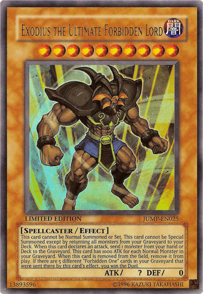 Dark, Effect Monster, Limited, Shonen Jump Magazine Promos, Spellcaster, Ultra Rare Exodius the Ultimate Forbidden Lord [JUMP-EN025] Ultra Rare - Trading Card World