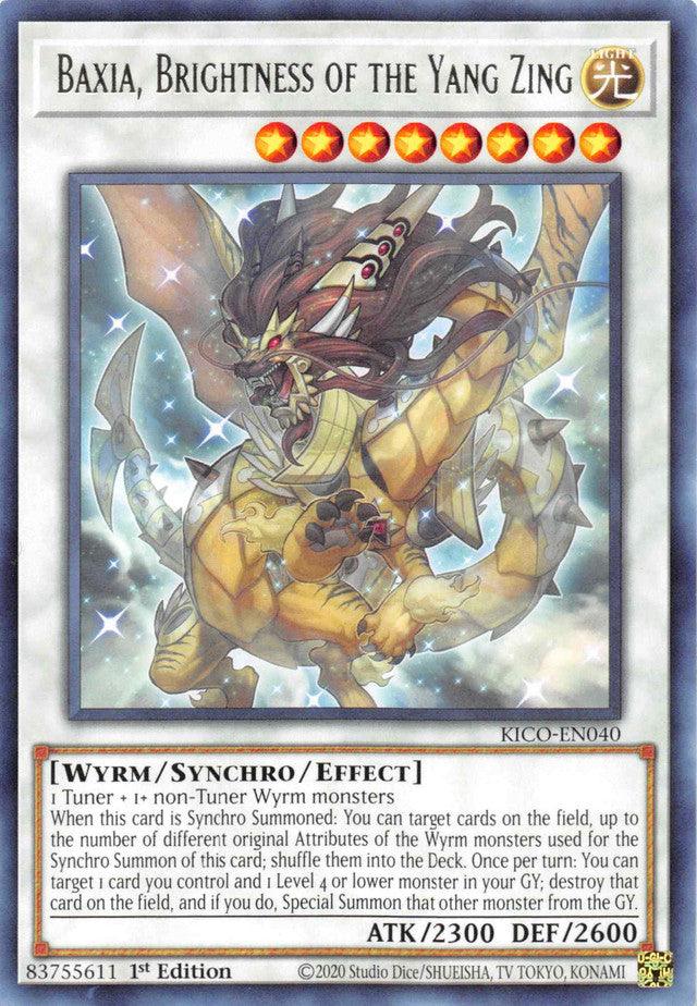1st Edition, King's Court, Light, Rare, Synchro/Effect monster, Wyrm Baxia, Brightness of the Yang Zing [KICO-EN040] Rare - Trading Card World