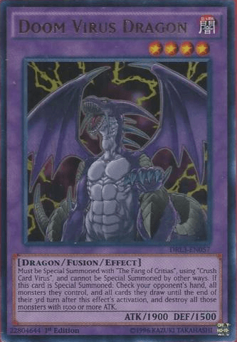 1st Edition, Dark, Dragon, Dragons of Legend: Unleashed, Fusion/Effect Monster, Ultra Rare Doom Virus Dragon [DRL3-EN057] Ultra Rare - Trading Card World