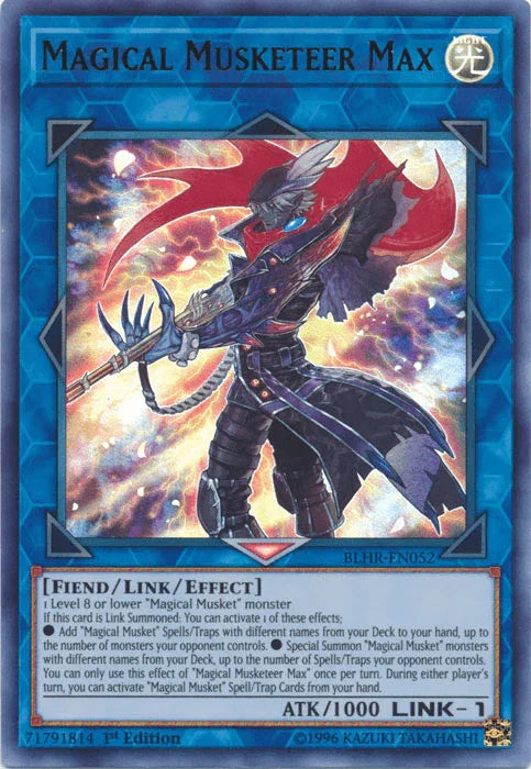 1st Edition, Battles of Legend: Hero's Revenge, Fiend, Light, Link/Effect Monster, Ultra Rare Magical Musketeer Max [BLHR-EN052] Ultra Rare - Trading Card World