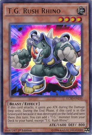 1st Edition, Beast, Earth, Effect Monster, Legendary Collection 5D's, Ultra Rare T.G. Rush Rhino [LC5D-EN210] Ultra Rare - Trading Card World