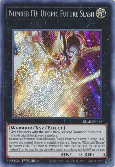 1st Edition, Battles of Legend: Armageddon, Light, Secret Rare, Warrior, Xyz/Effect Monster Number F0: Utopic Future Slash [BLAR-EN046] Secret Rare - Trading Card World