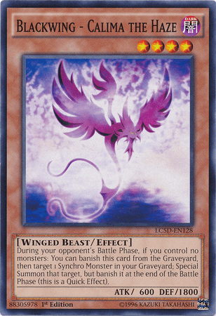1st Edition, Common, Dark, Effect Monster, Legendary Collection 5D's, Winged Beast Blackwing - Calima the Haze [LC5D-EN128] Common - Trading Card World