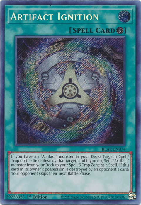 1st Edition, Battles of Legend: Armageddon, Quick Play Spell, Secret Rare, Spell Artifact Ignition [BLAR-EN074] Secret Rare - Trading Card World