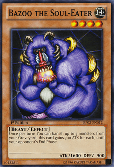 1st Edition, Battle Pack 2: War of the Giants, Beast, Common, Earth, Effect Monster, Unlimited Bazoo the Soul-Eater [BP02-EN012] Common - Trading Card World