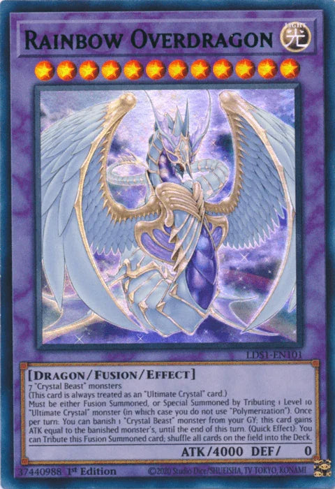 1st Edition, Dragon, Fusion/Effect Monster, Legendary Duelists: Season 1, Light, Ultra Rare Rainbow Overdragon (Green) [LDS1-EN101] Ultra Rare - Trading Card World