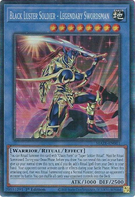 1st Edition, Collector's Rare, Earth, Maze of Memories, Ritual/Effect Monster, Warrior Black Luster Soldier - Legendary Swordsman [MAZE-EN011] Collector's Rare - Trading Card World