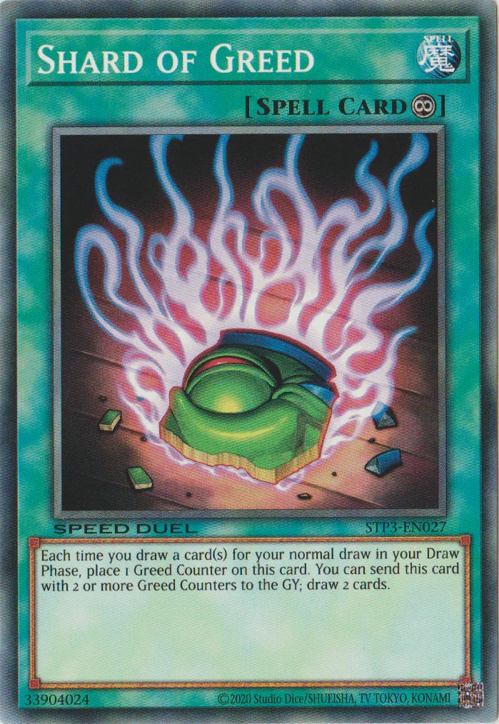 Common, Continuous Spell, Speed Duel: Tournament Pack 3, Spell, Unlimited Shard of Greed [STP3-EN027] Common - Trading Card World