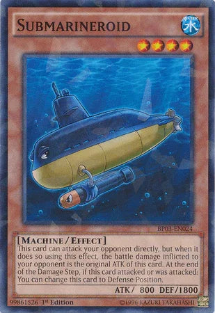 1st Edition, Battle Pack 3: Monster League, Effect Monster, Machine, Shatterfoil Rare, Water Submarineroid [BP03-EN024] Shatterfoil Rare - Trading Card World