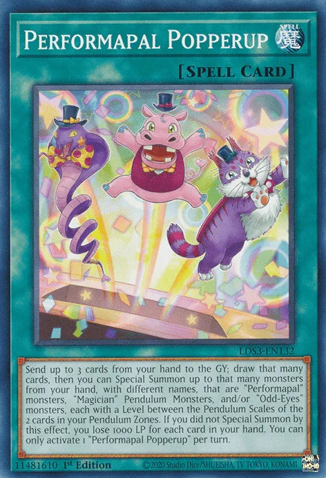 1st Edition, Common, Legendary Duelists: Season 3, Normal Spell, Spell Performapal Popperup [LDS3-EN132] Common - Trading Card World