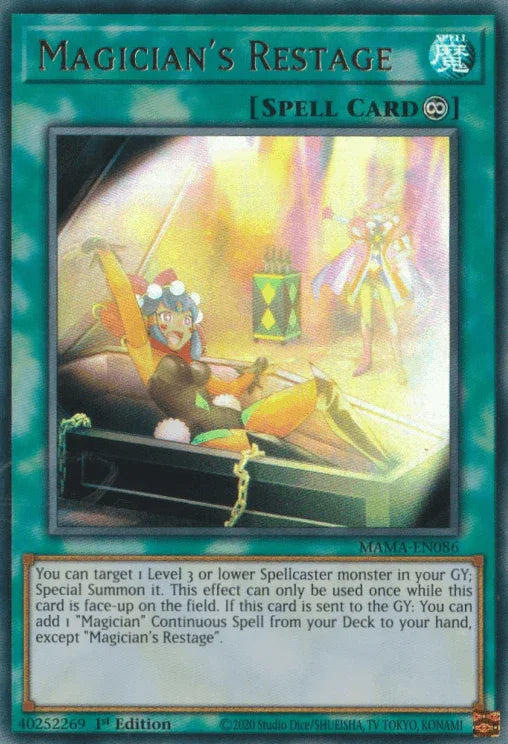 1st Edition, Continuous Spell, Magnificent Mavens, Spell, Ultra Rare Magician's Restage [MAMA-EN086] Ultra Rare - Trading Card World