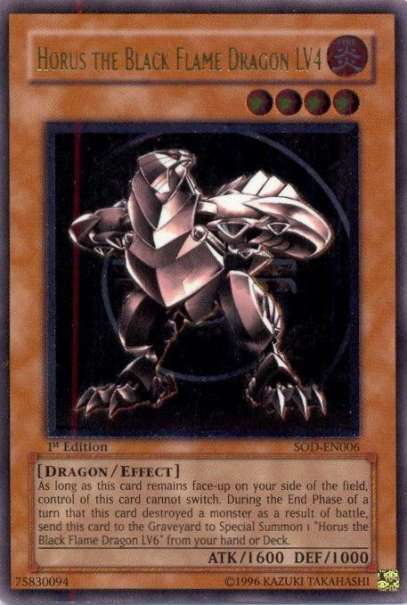 1st Edition, Dragon, Effect Monster, Fire, Soul of the Duelist, Ultimate Rare, Unlimited Horus The Black Flame Dragon LV4 [SOD-EN006] Ultimate Rare - Trading Card World