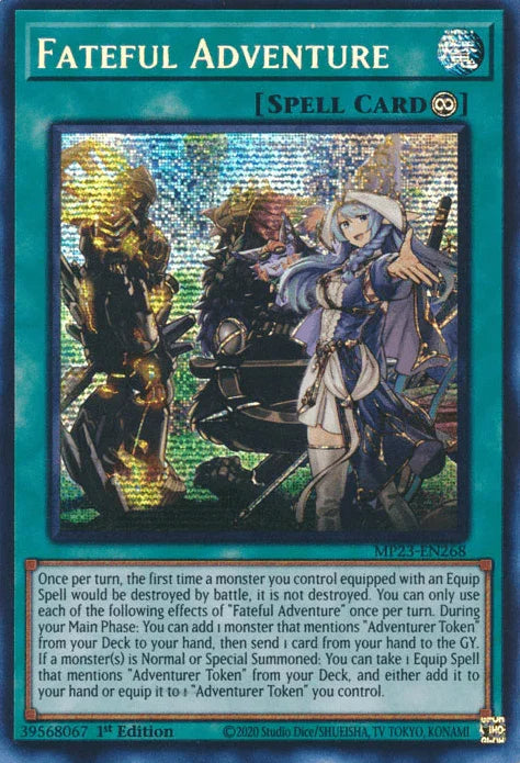 1st Edition, Continuous Spell, Dueling Heroes Collectors Tin - Mega Pack (25th Anniversary Edition), Prismatic Secret Rare, Spell Fateful Adventure [MP23-EN268] Prismatic Secret Rare - Trading Card World