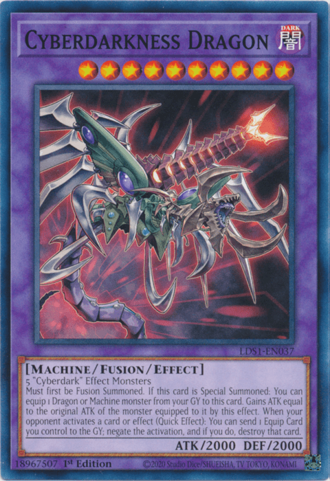 1st Edition, Common, Dark, Fusion/Effect Monster, Legendary Duelists: Season 1, Machine Cyberdarkness Dragon [LDS1-EN037] Common - Trading Card World