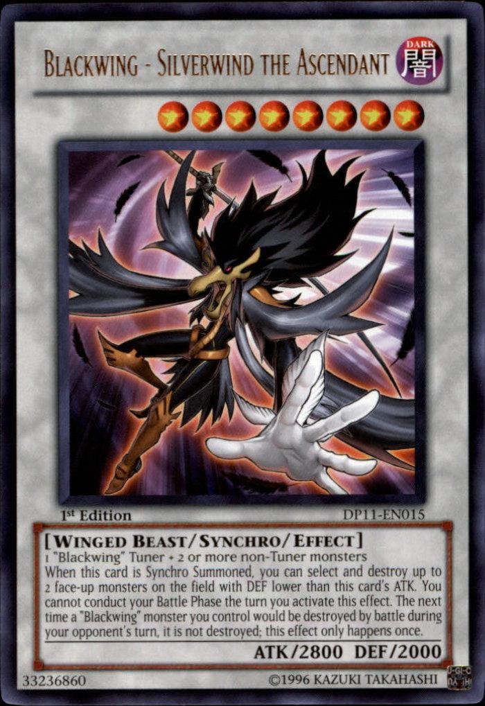 1st Edition, Dark, Duelist Pack 11: Crow, Rare, Synchro/Effect Monster, Winged Beast Blackwing - Silverwind the Ascendant [DP11-EN015] Rare - Trading Card World