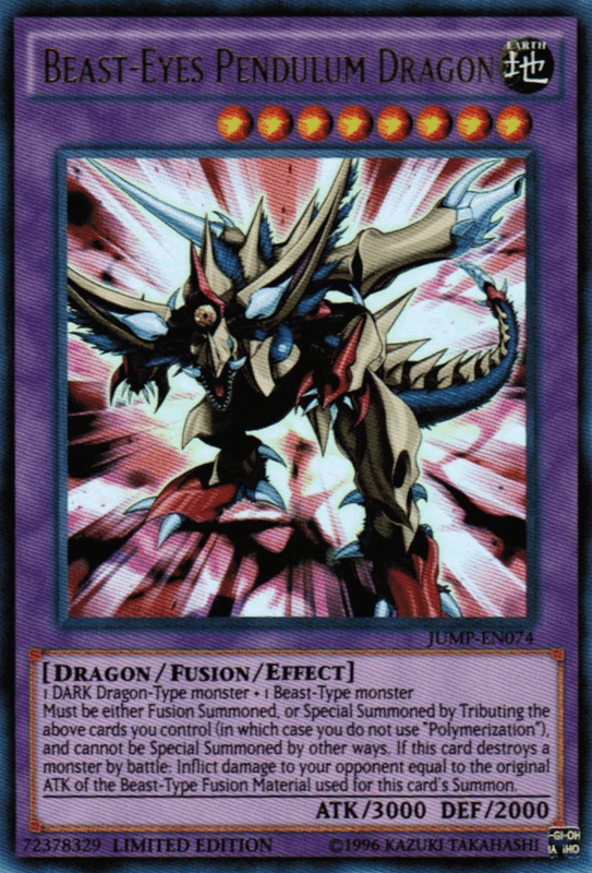 Dragon, Earth, Fusion/Effect Monster, Limited, Shonen Jump Magazine Promos, Ultra Rare Beast-Eyes Pendulum Dragon [JUMP-EN074] Ultra Rare - Trading Card World