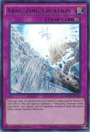 1st Edition, 2015 Mega-Tins Mega Pack, Continuous Trap, Trap, Ultra Rare Yang Zing Creation [MP15-EN116] Ultra Rare - Trading Card World
