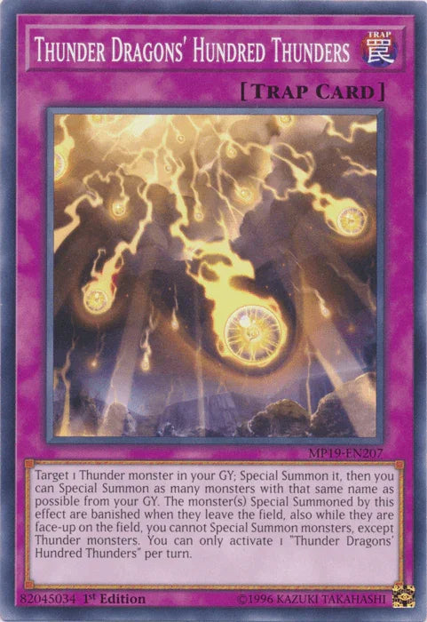 1st Edition, 2019 Gold Sarcophagus Tin Mega Pack, Common, Normal Trap, Trap, Unlimited Thunder Dragons' Hundred Thunders [MP19-EN207] Common - Trading Card World