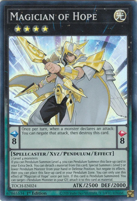 1st Edition, Light, Spellcaster, Super Rare, Toon Chaos, Unlimited, Xyz/Pendulum/Effect Monster Magician of Hope [TOCH-EN024] Super Rare - Trading Card World