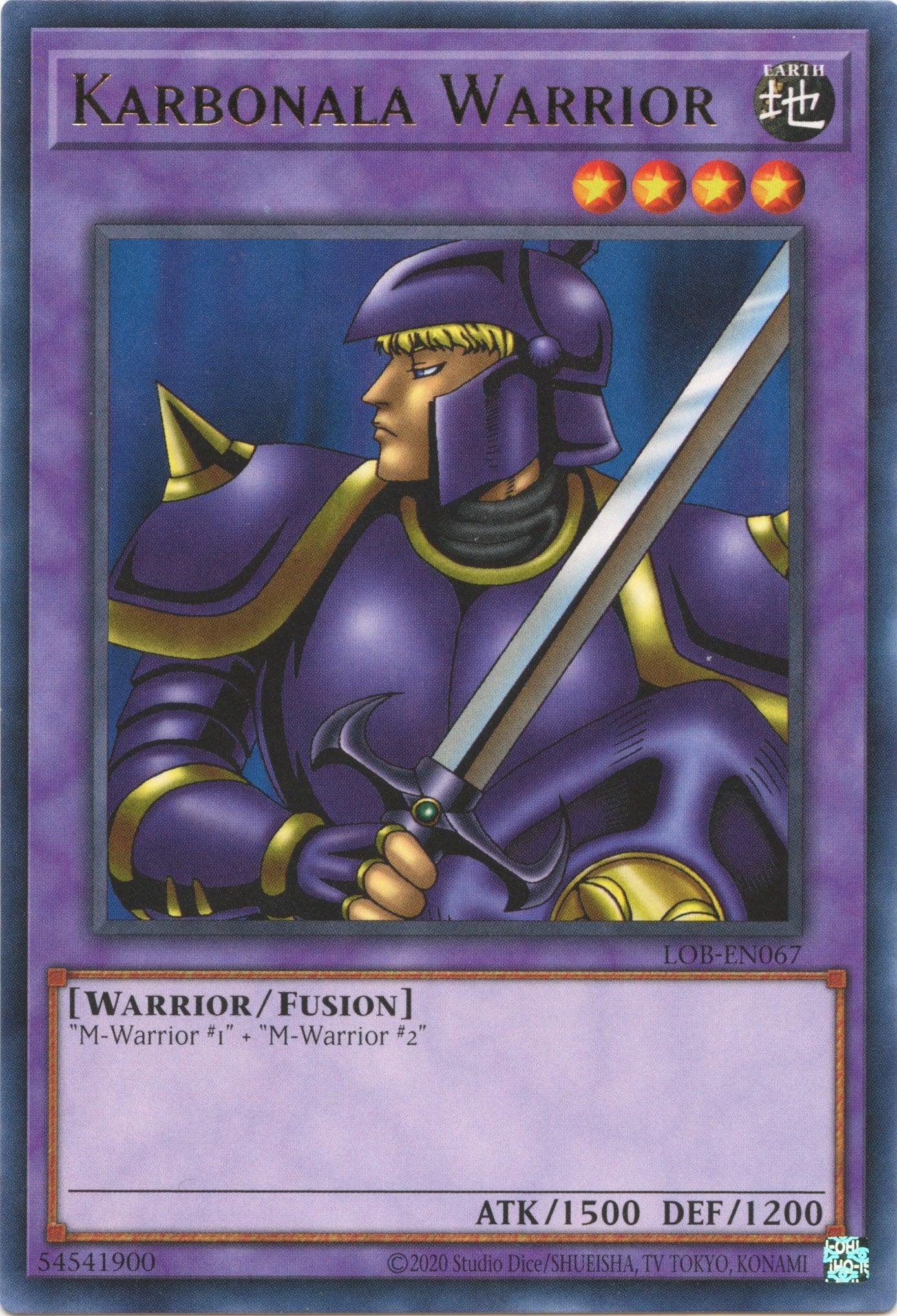 Earth, Fusion Monster, Legend of Blue Eyes White Dragon (25th Anniversary Edition), Rare, Unlimited, Warrior Karbonala Warrior (25th Anniversary) [LOB-EN067] Rare - Trading Card World