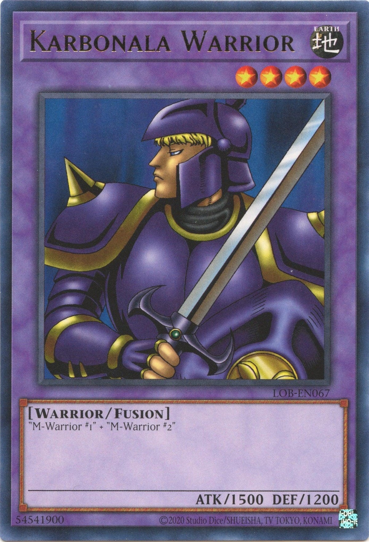 Earth, Fusion Monster, Legend of Blue Eyes White Dragon (25th Anniversary Edition), Rare, Unlimited, Warrior Karbonala Warrior (25th Anniversary) [LOB-EN067] Rare - Trading Card World